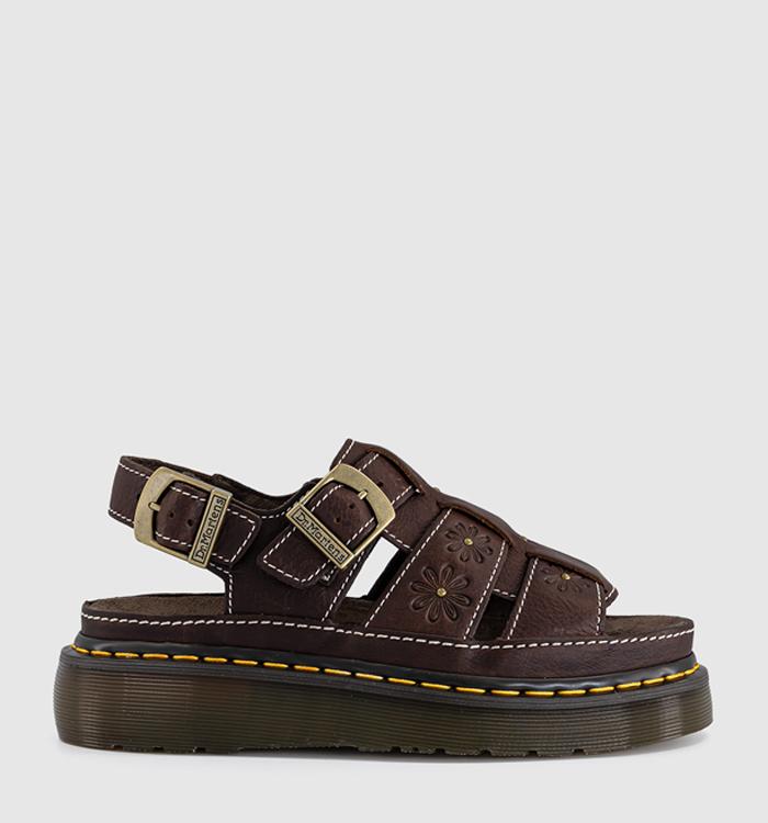 Dr. Martens Wrenlie Open Flower Sandals Dark Brown Grizzly