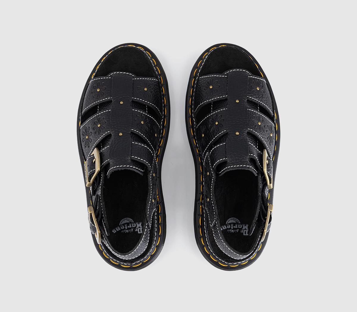 Dr. MartensWrenlie Open Flower SandalsBlack Milled Nappa