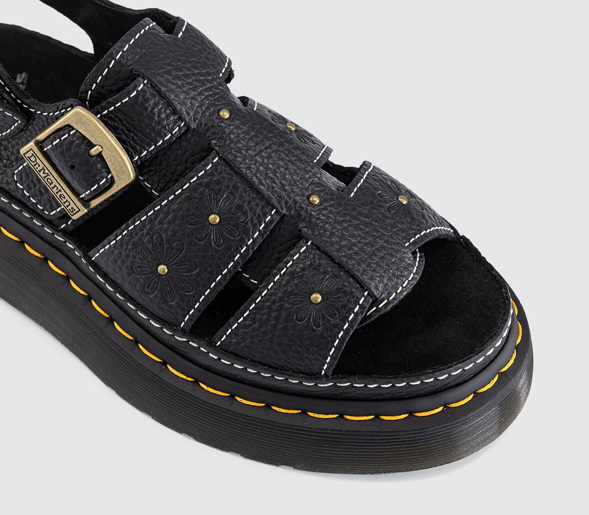 Dr. MartensWrenlie Open Flower SandalsBlack Milled Nappa