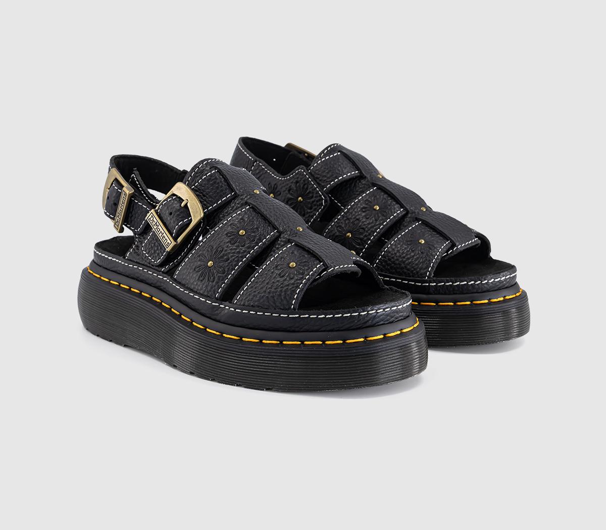 Dr. MartensWrenlie Open Flower SandalsBlack Milled Nappa