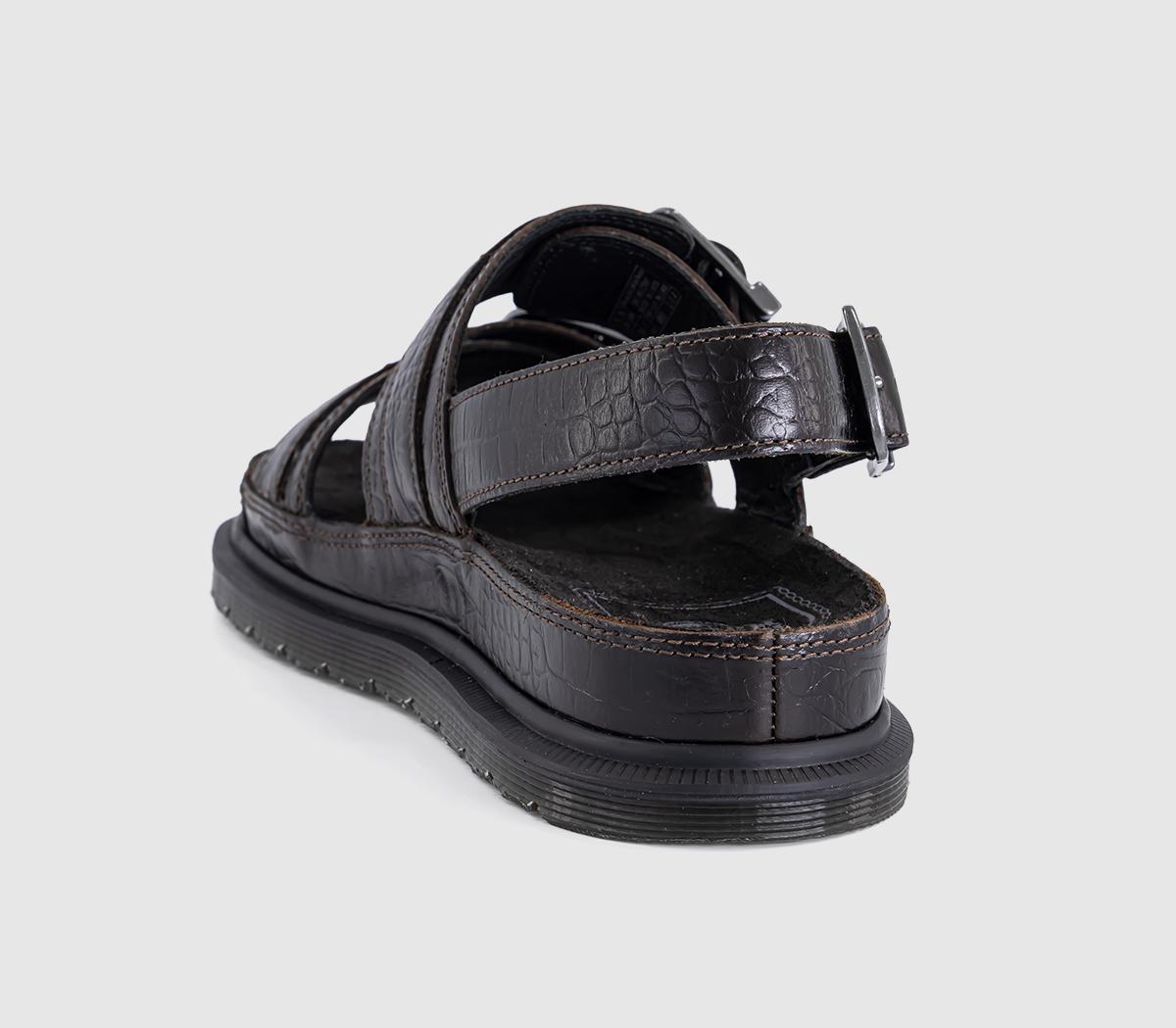 Dr. MartensSan Two Strap SandalsDark Brown Analine Croc