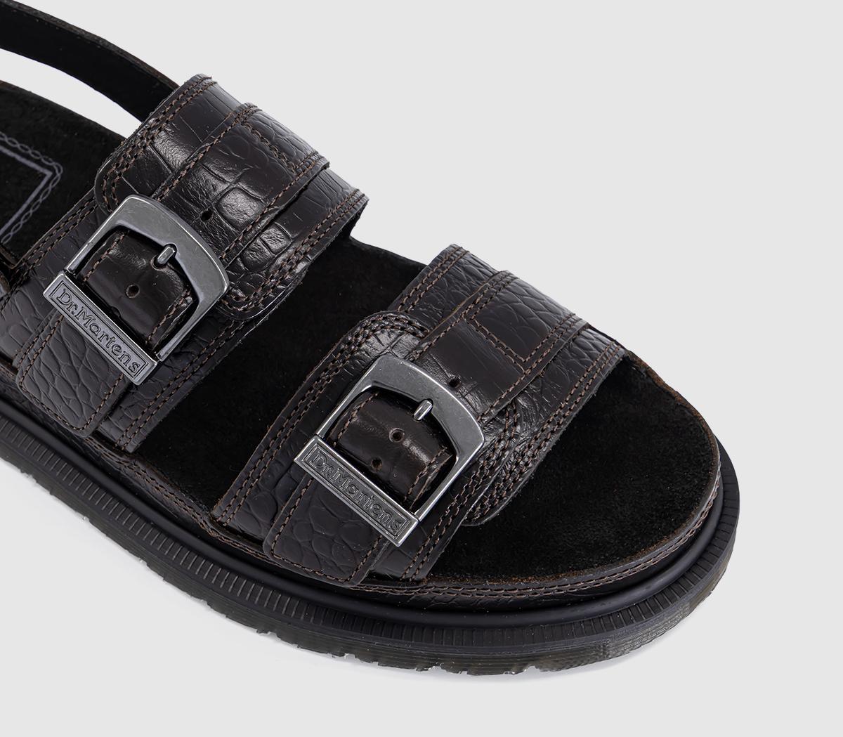 Dr. MartensSan Two Strap SandalsDark Brown Analine Croc