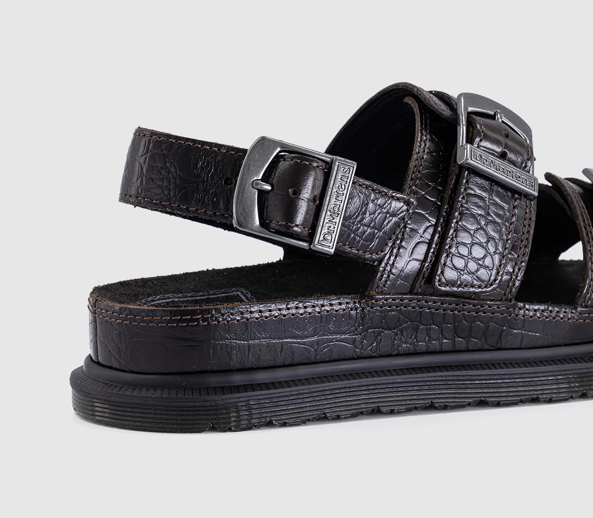 Dr. MartensSan Two Strap SandalsDark Brown Analine Croc