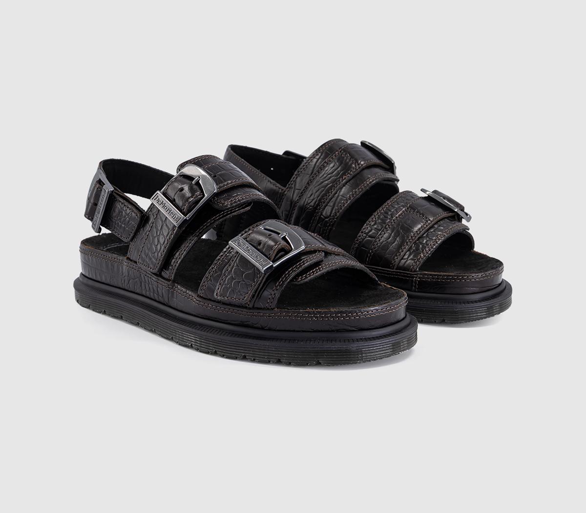 Dr. MartensSan Two Strap SandalsDark Brown Analine Croc