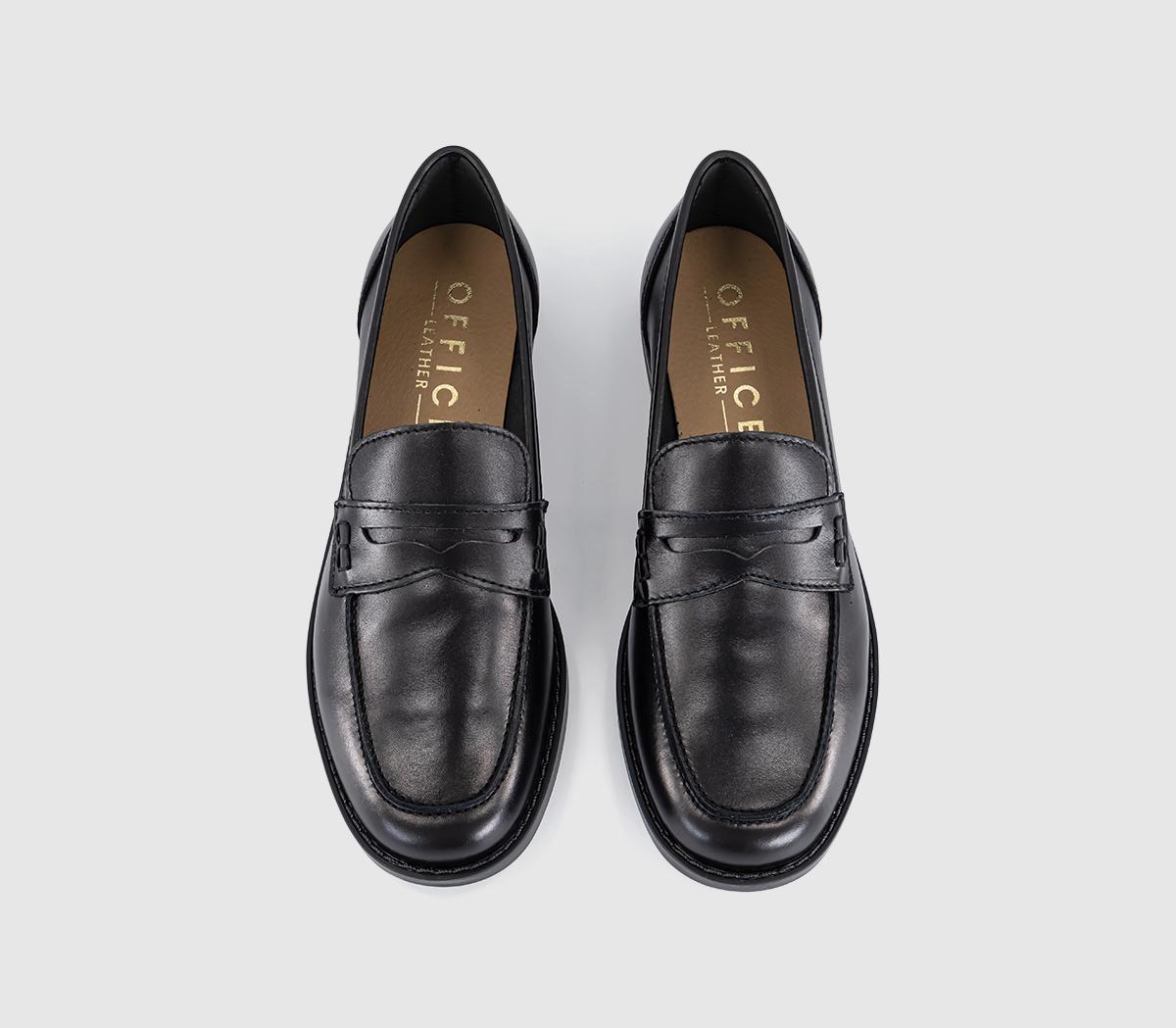 OFFICEForerro Square Toe Penny LoafersBlack Leather