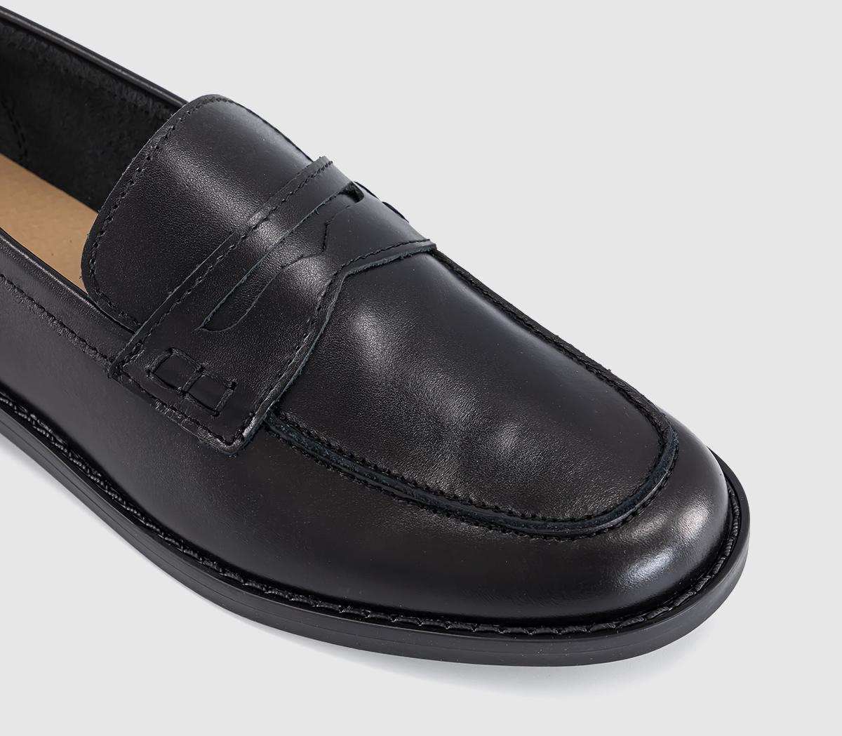 OFFICEForerro Square Toe Penny LoafersBlack Leather