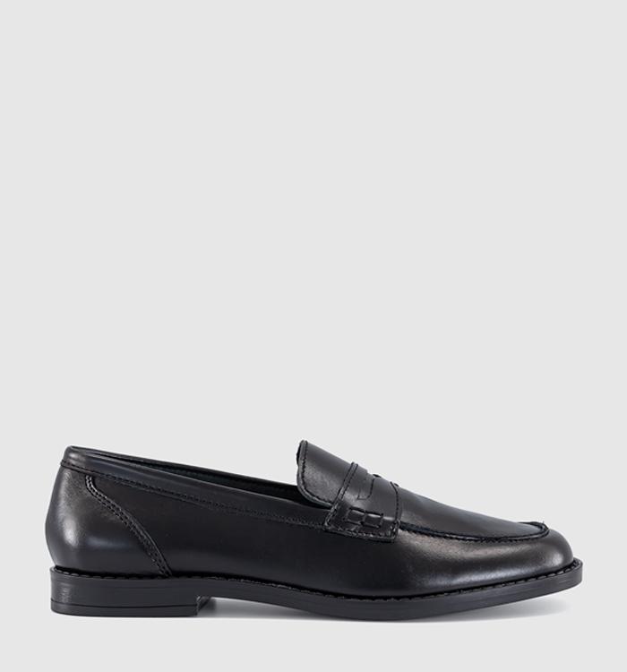 OFFICE Forerro Square Toe Penny Loafers Black Leather