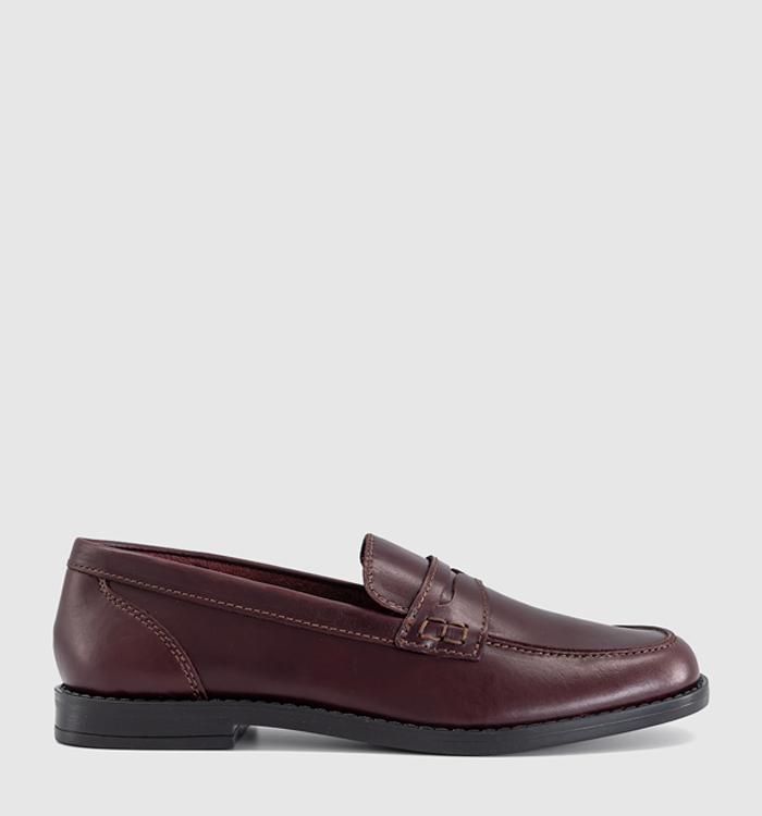 OFFICE Forerro Square Toe Penny Loafers Burgundy Leather
