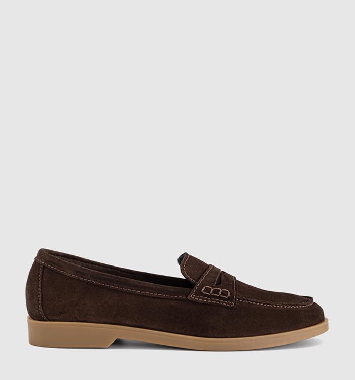 OFFICE Finesse Gum Sole Penny Loafers Brown Suede