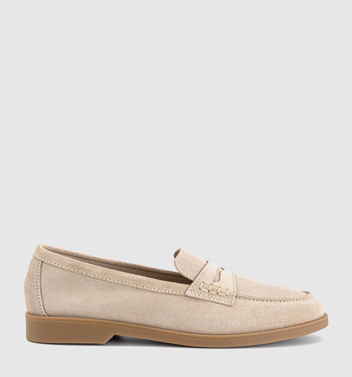 OFFICE Finesse Gum Sole Penny Loafers Taupe Suede