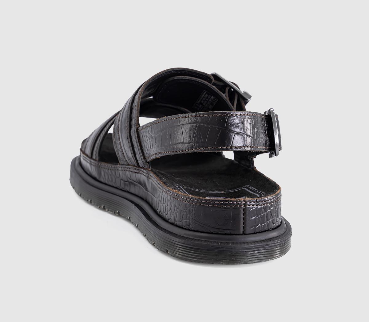 Dr. MartensSan Two Strap SandalsDark Brown Analine Croc