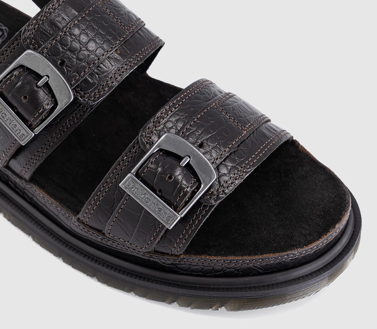 Dr. MartensSan Two Strap SandalsDark Brown Analine Croc