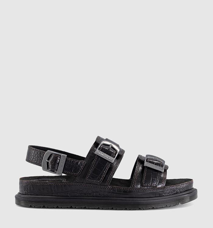 Dr. Martens San Two Strap Sandals Dark Brown Analine Croc