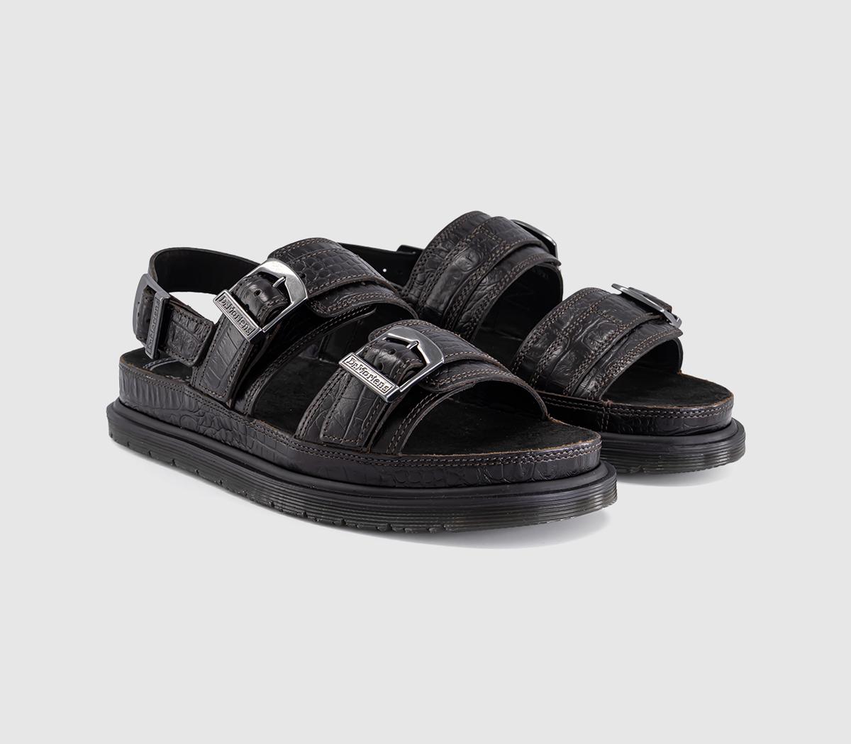 Dr. MartensSan Two Strap SandalsDark Brown Analine Croc