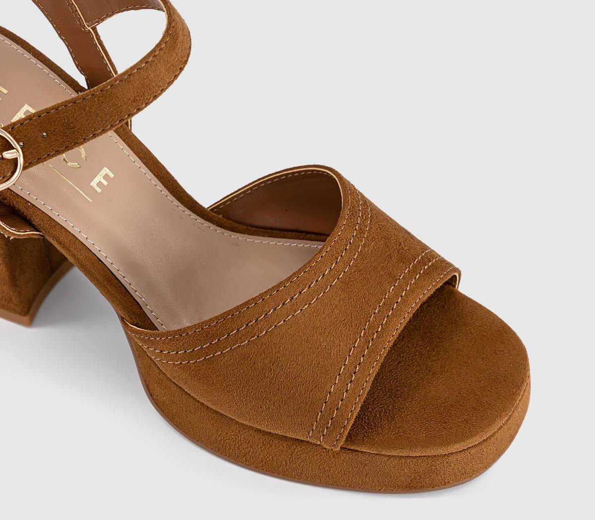 OFFICEHarlow Platform Block Heel SandalsTan Faux Suede