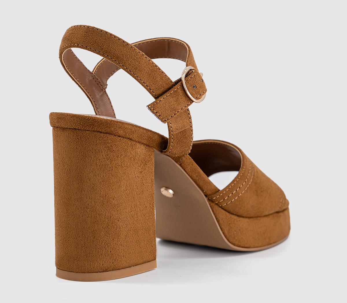 OFFICEHarlow Platform Block Heel SandalsTan Faux Suede