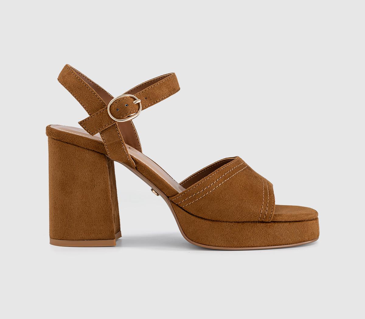 OFFICEHarlow Platform Block Heel SandalsTan Faux Suede