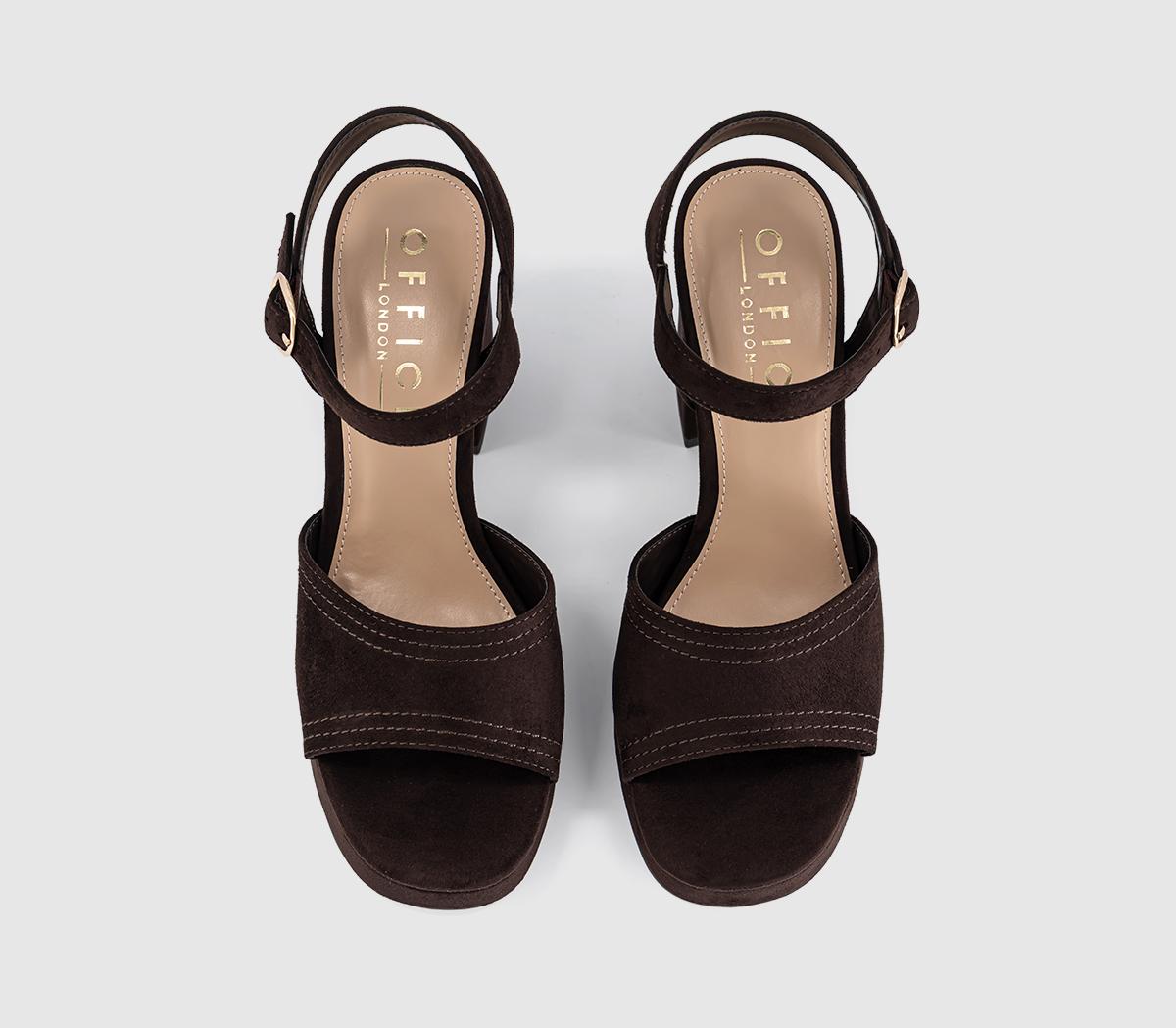 OFFICEHarlow Platform Block Heel SandalsBrown Faux Suede
