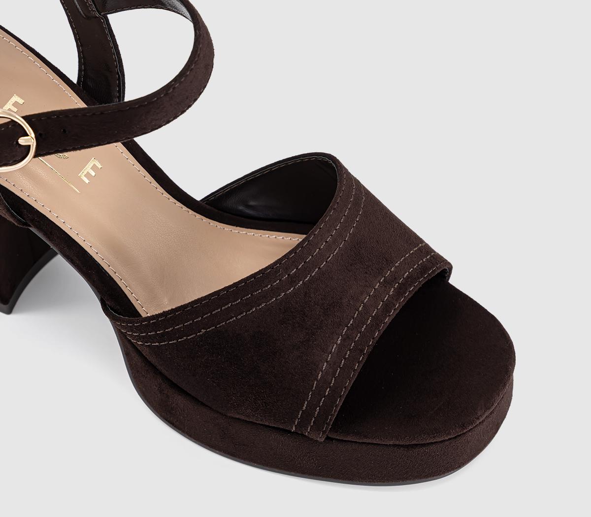 OFFICEHarlow Platform Block Heel SandalsBrown Faux Suede