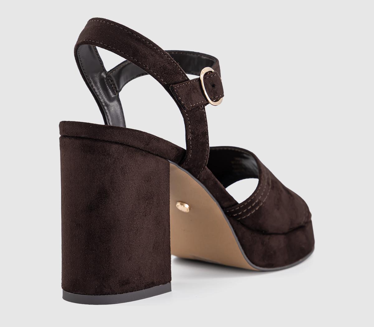 OFFICEHarlow Platform Block Heel SandalsBrown Faux Suede