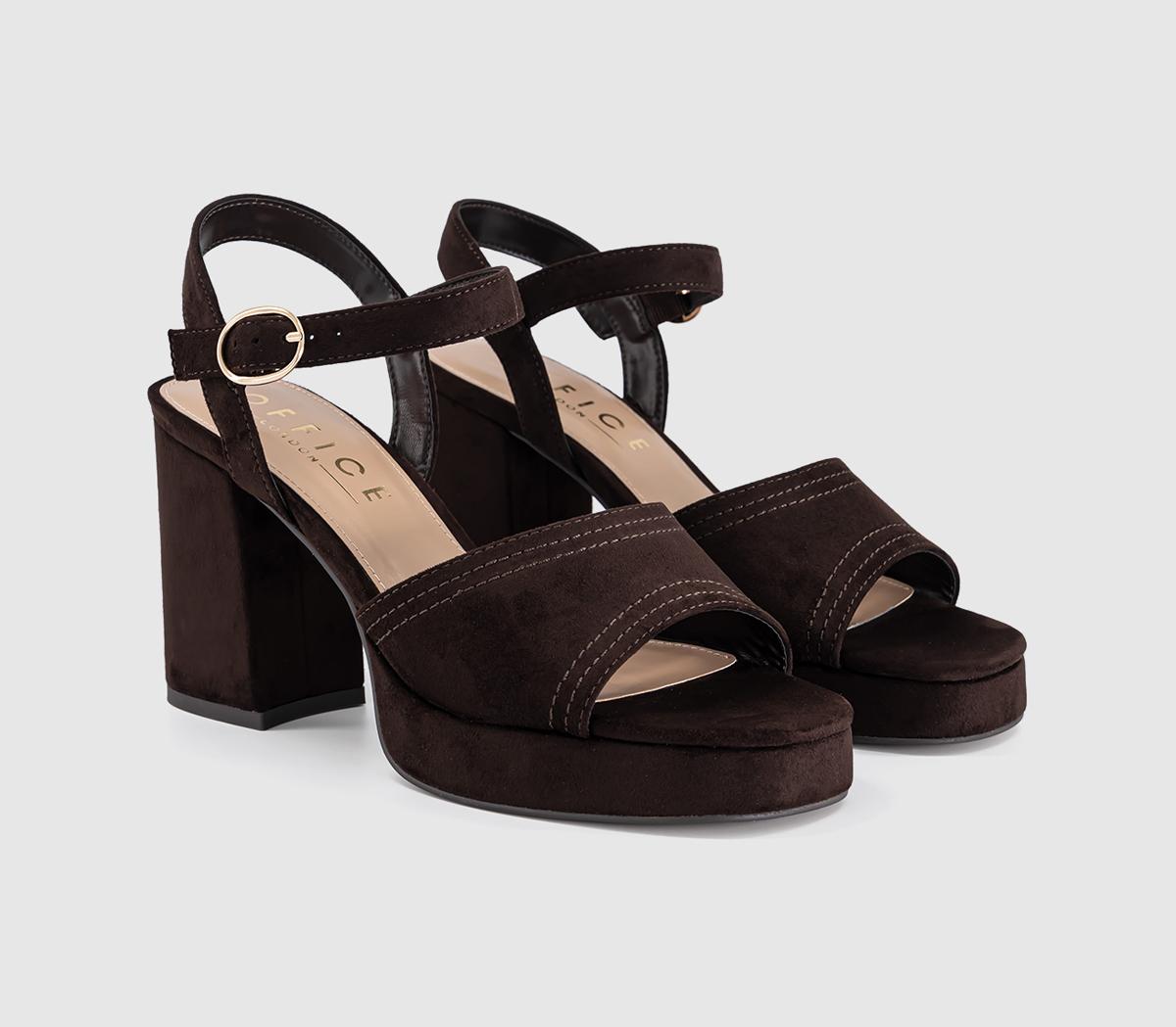 OFFICEHarlow Platform Block Heel SandalsBrown Faux Suede