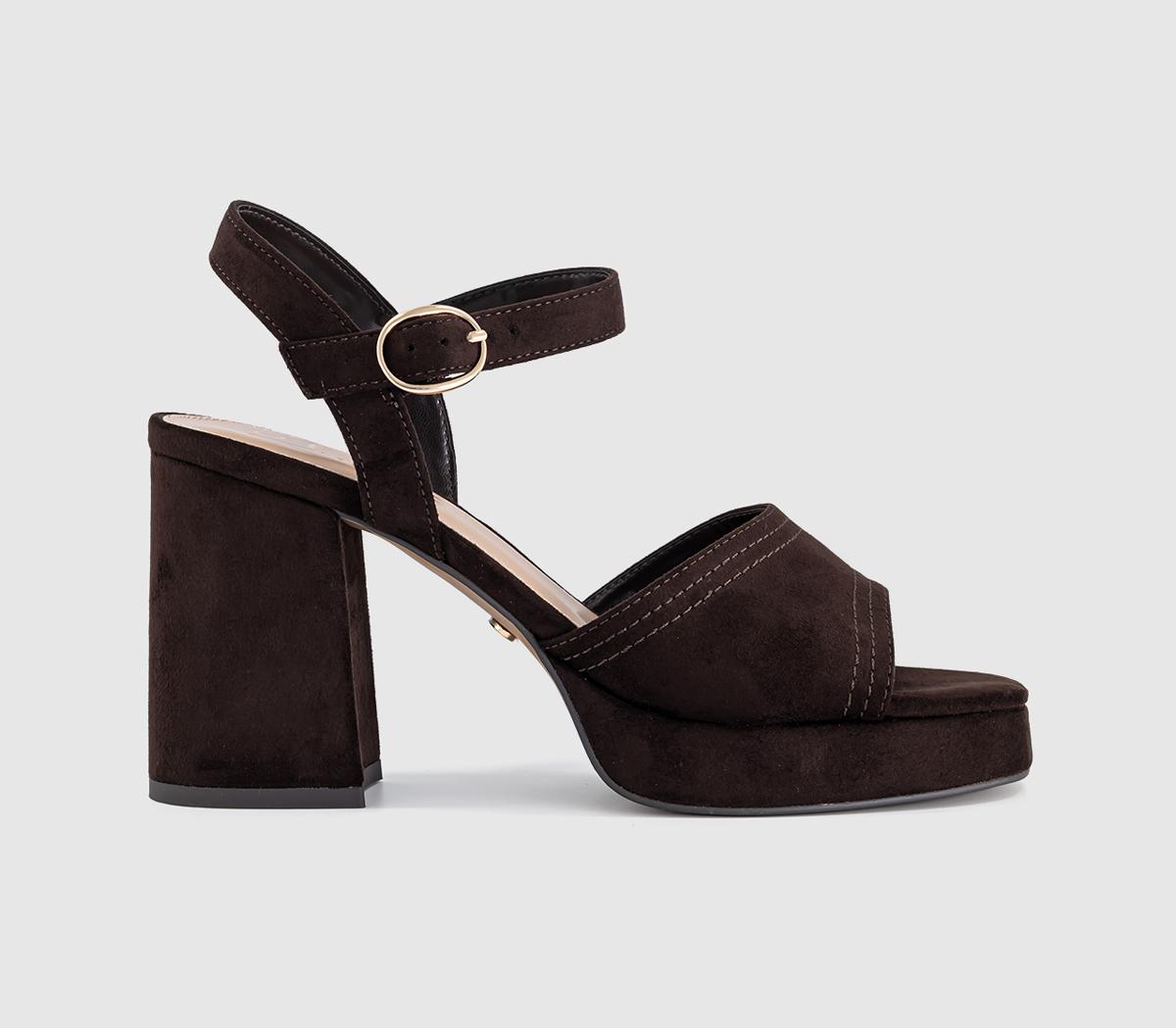 OFFICEHarlow Platform Block Heel SandalsBrown Faux Suede