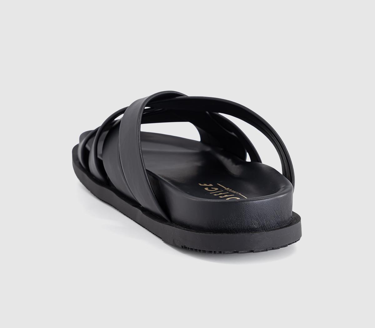 OFFICESaxon Cross Strap Footbed SlidersBlack