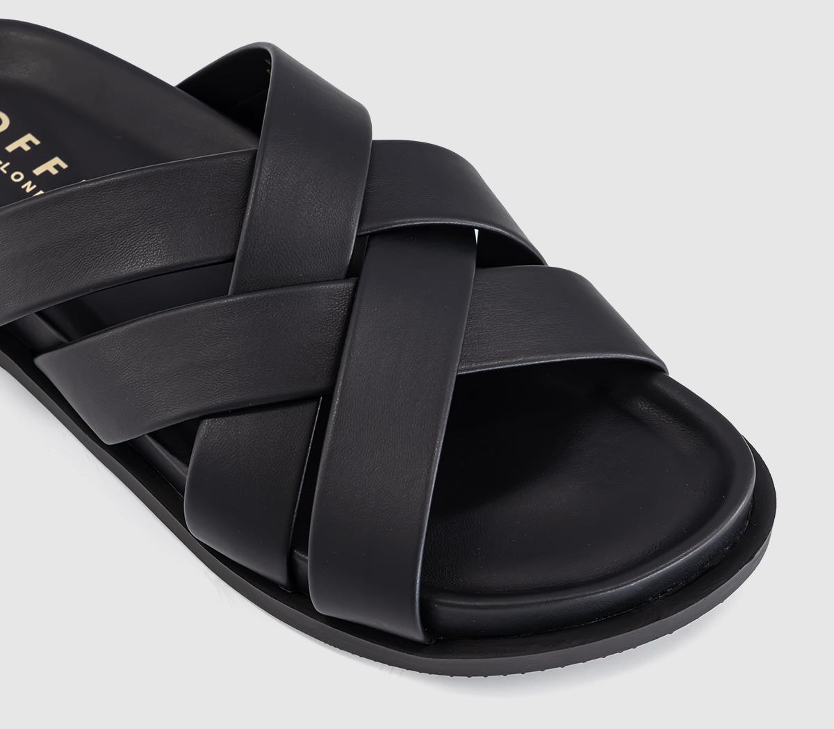 OFFICESaxon Cross Strap Footbed SlidersBlack