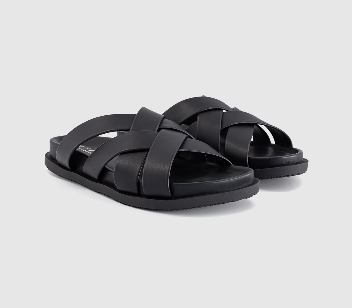 OFFICESaxon Cross Strap Footbed SlidersBlack
