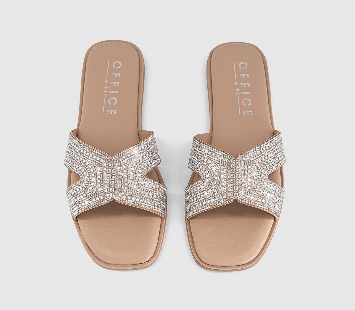 OFFICESparkle Embellished Slide SandalsSilver Embellished