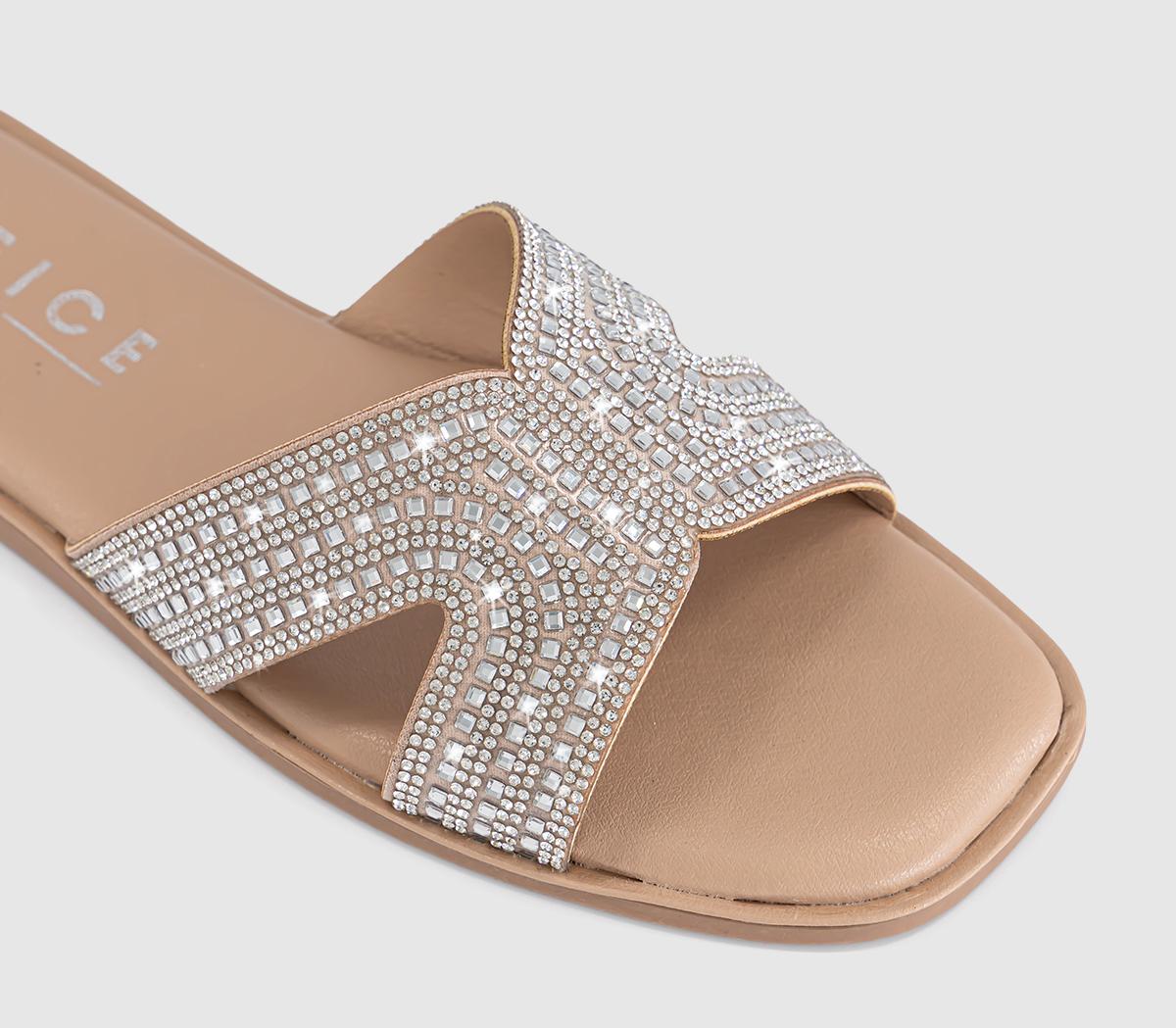 OFFICESparkle Embellished Slide SandalsSilver Embellished