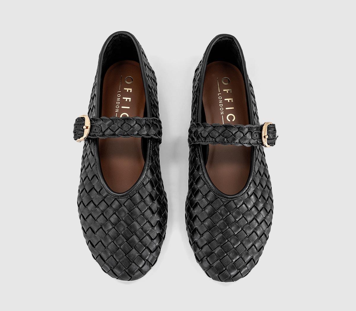 OFFICEFauna - Leather Weave Mary JaneBlack Leather