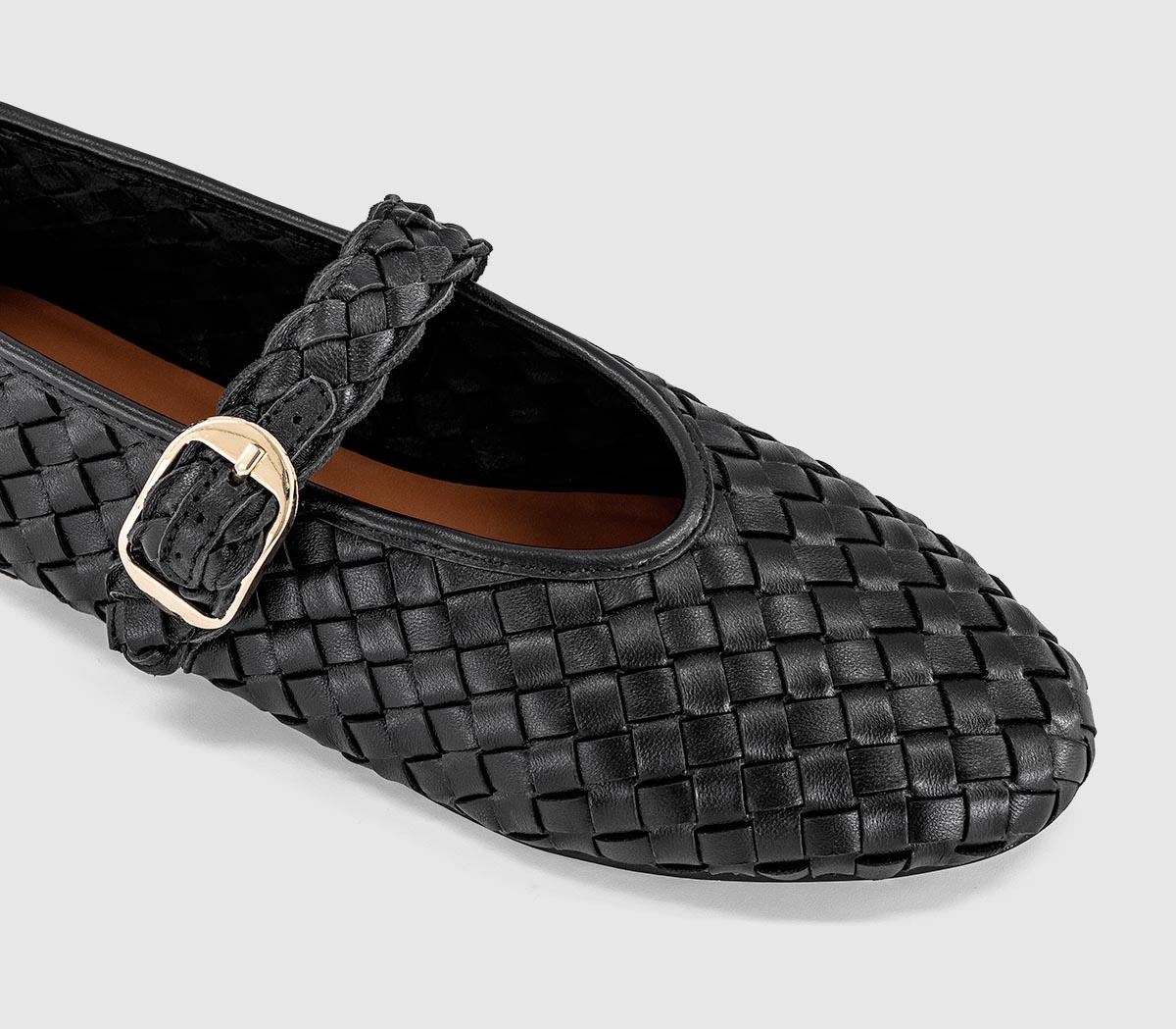 OFFICEFauna - Leather Weave Mary JaneBlack Leather