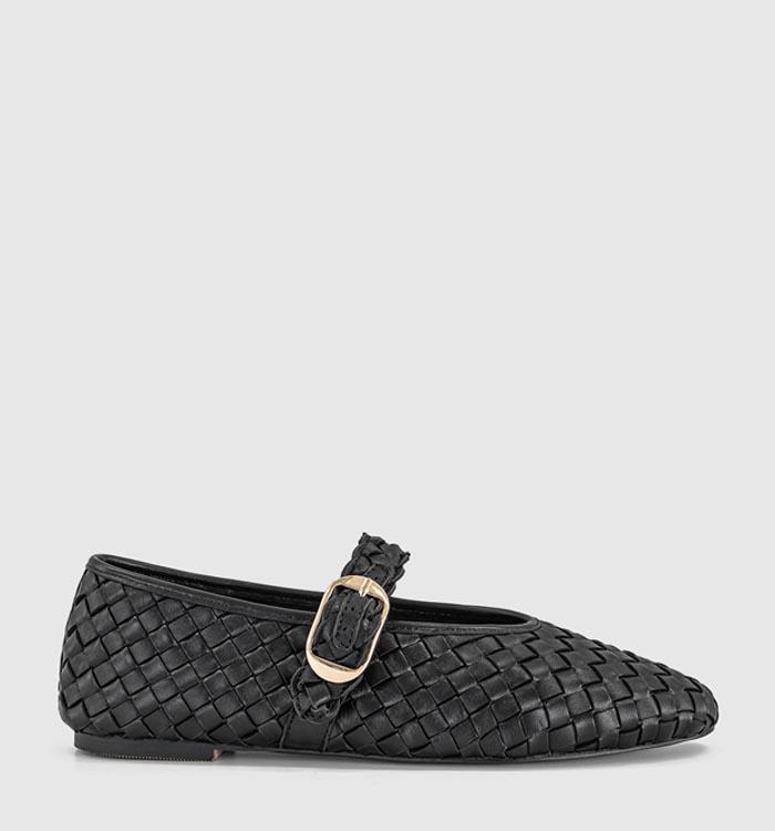 OFFICE Fauna - Leather Weave Mary Jane Black Leather