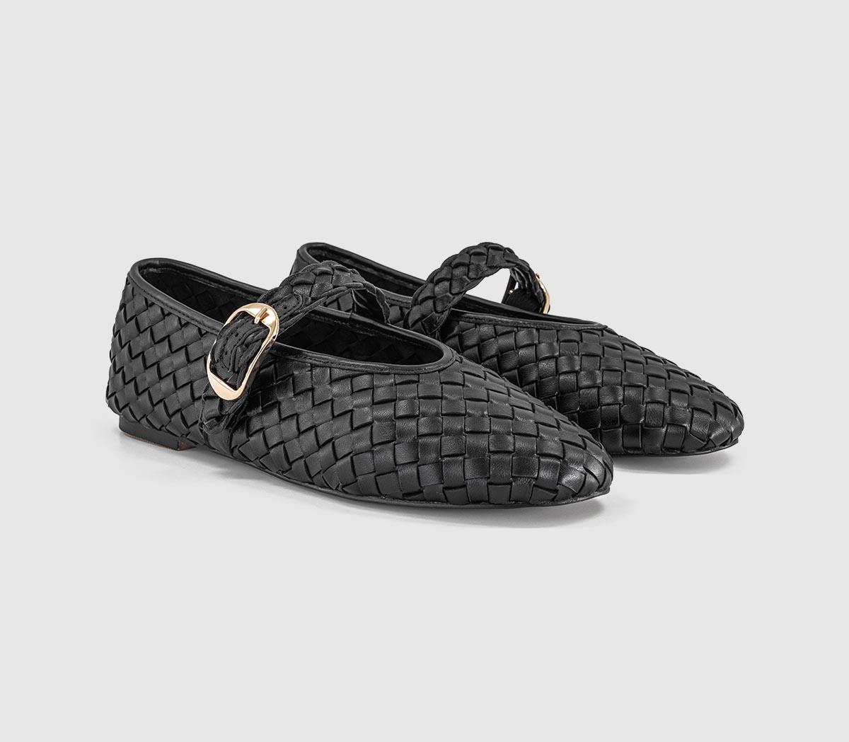 OFFICEFauna - Leather Weave Mary JaneBlack Leather