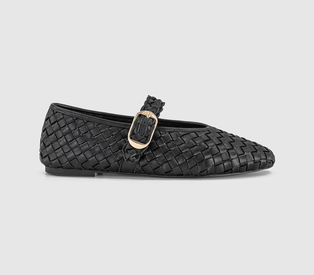 OFFICEFauna - Leather Weave Mary JaneBlack Leather