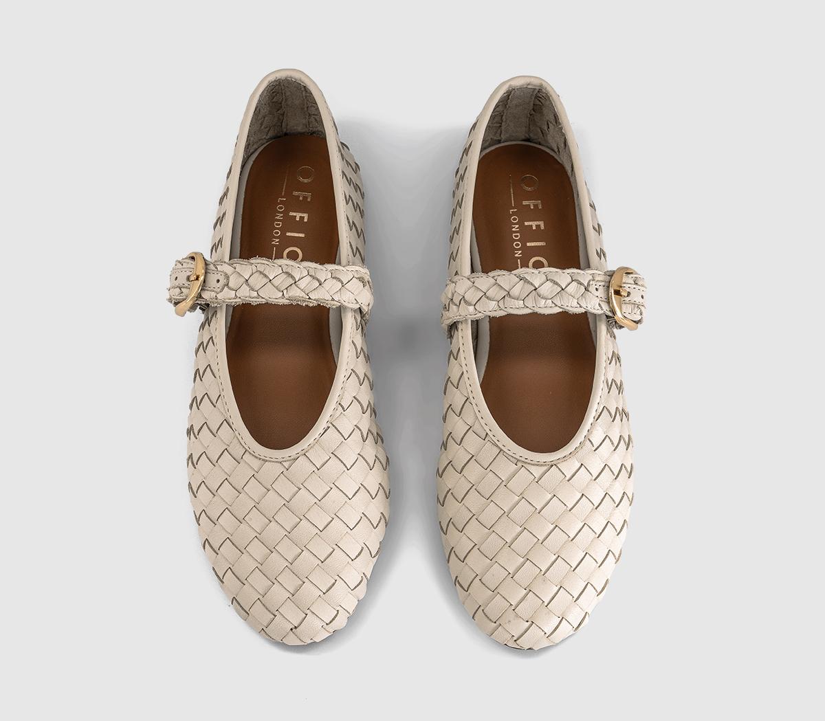 OFFICEFauna Leather Weave Mary JanesWhite Leather