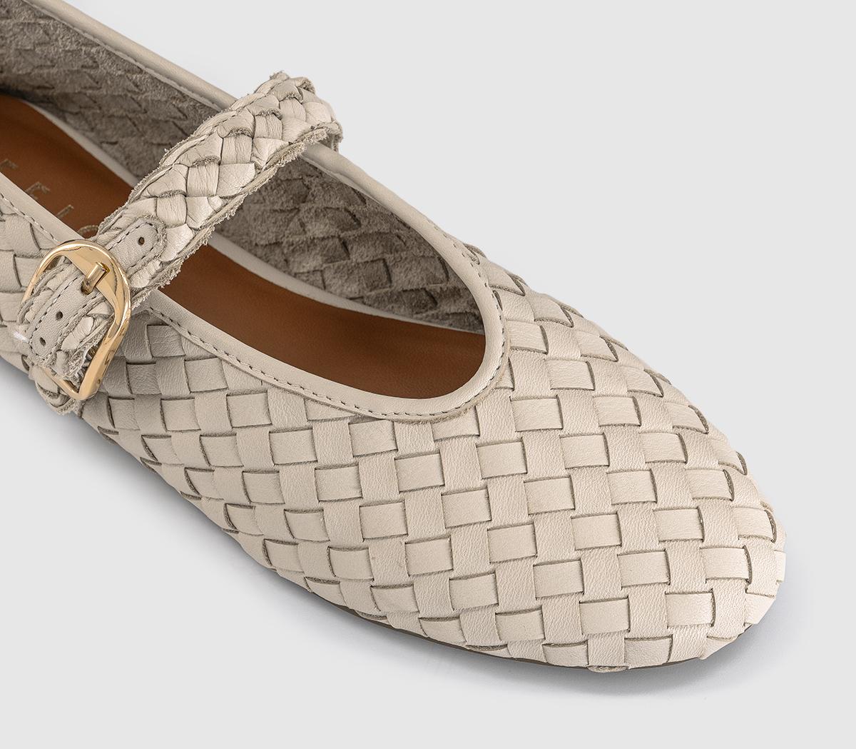 OFFICEFauna Leather Weave Mary JanesWhite Leather