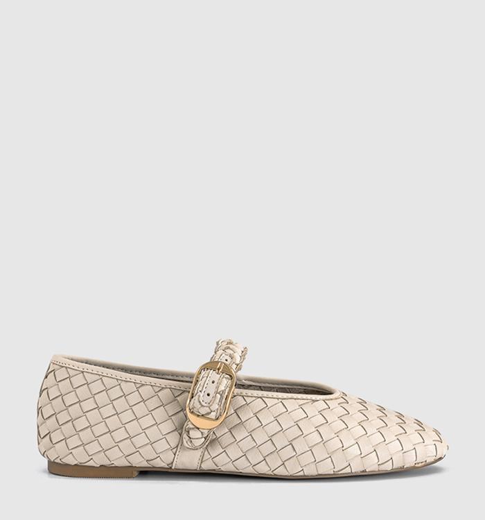 OFFICE Fauna Leather Weave Mary Janes White Leather