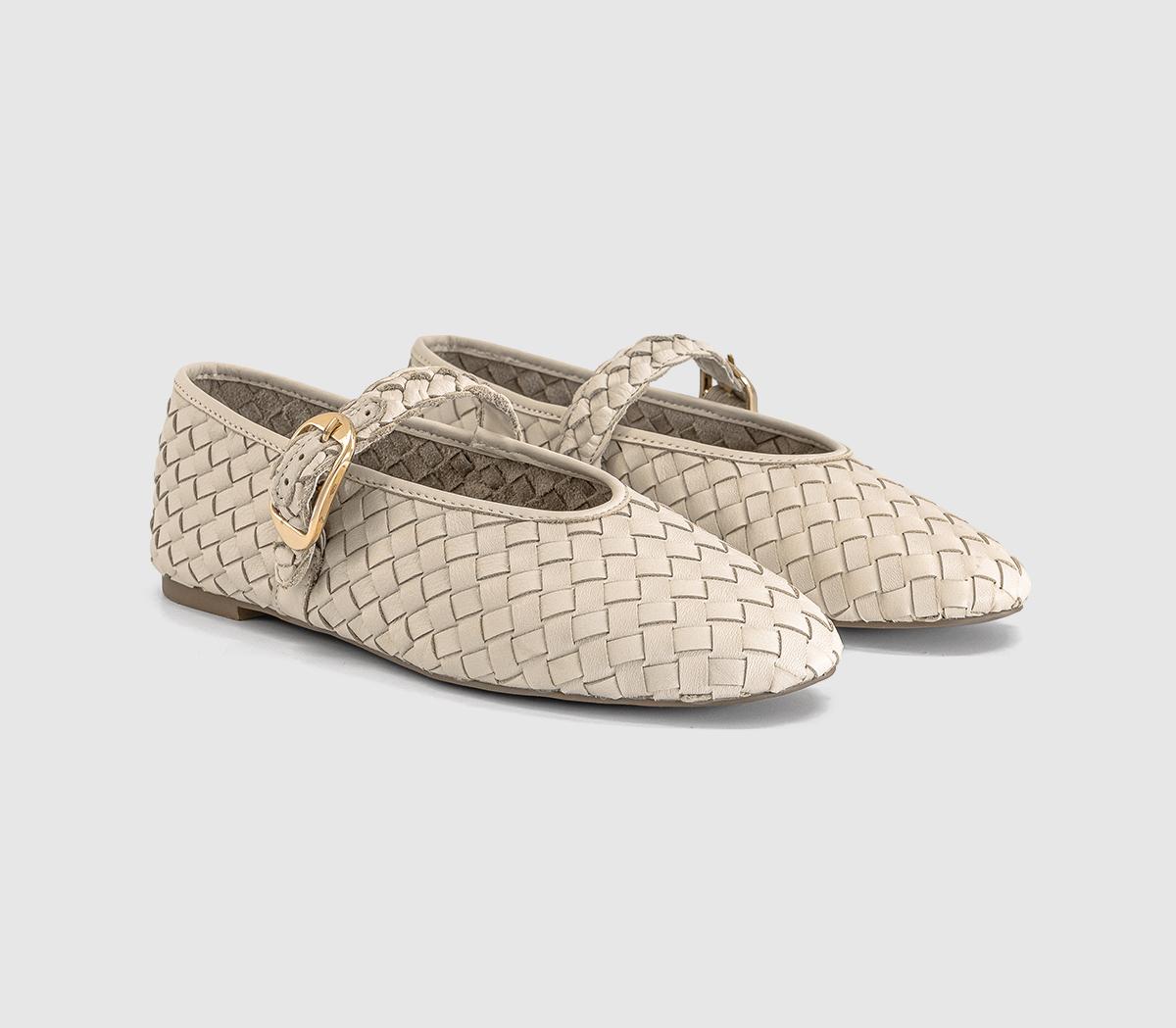 OFFICEFauna Leather Weave Mary JanesWhite Leather