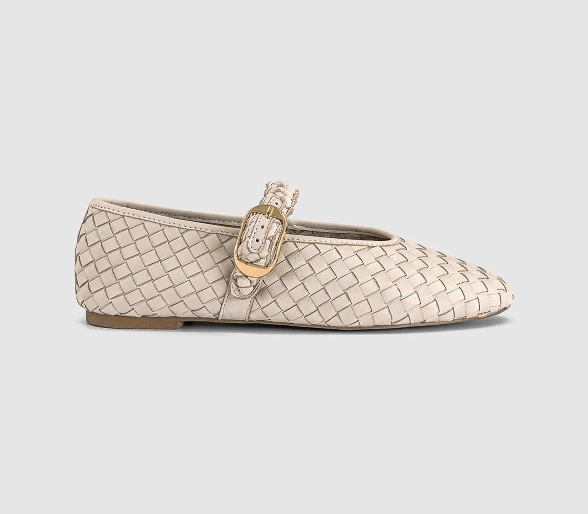 OFFICEFauna Leather Weave Mary JanesWhite Leather