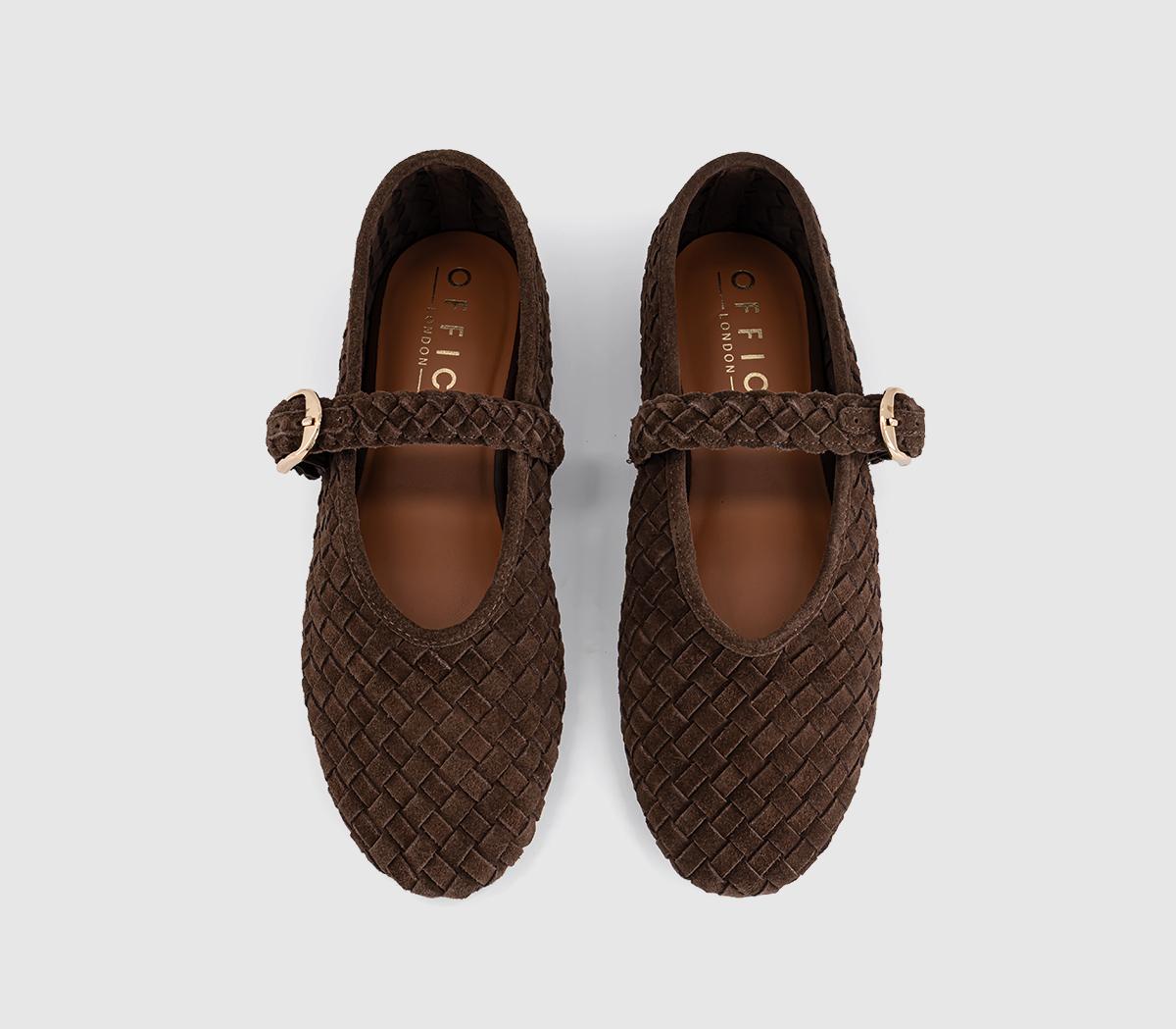 OFFICEFauna Leather Weave Mary JanesBrown Suede