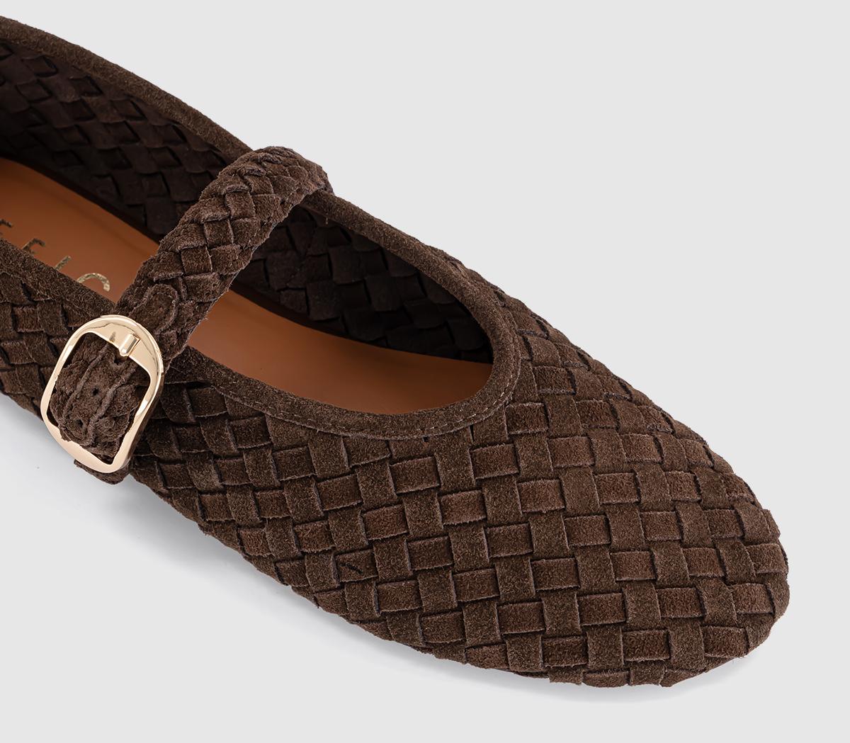 OFFICEFauna Leather Weave Mary JanesBrown Suede