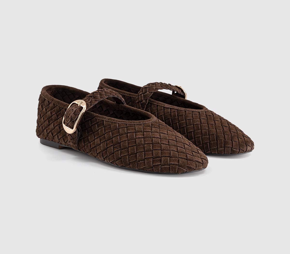 OFFICEFauna Leather Weave Mary JanesBrown Suede
