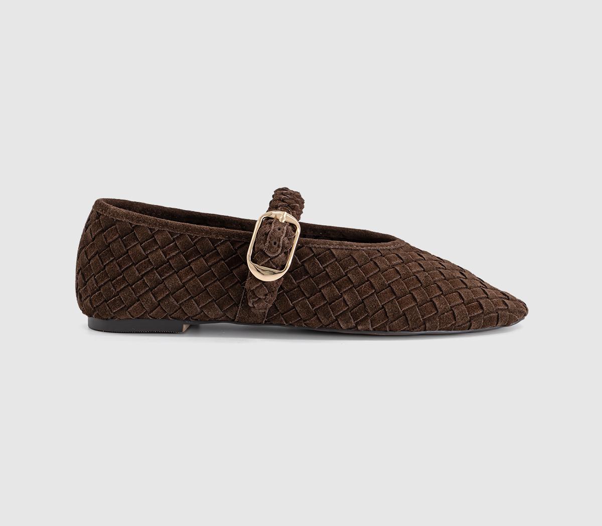 OFFICEFauna Leather Weave Mary JanesBrown Suede