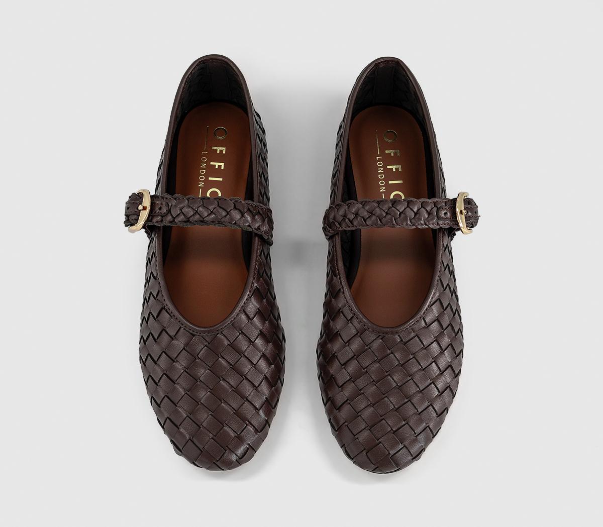 OFFICEFauna Leather Weave Mary JanesBrown Leather