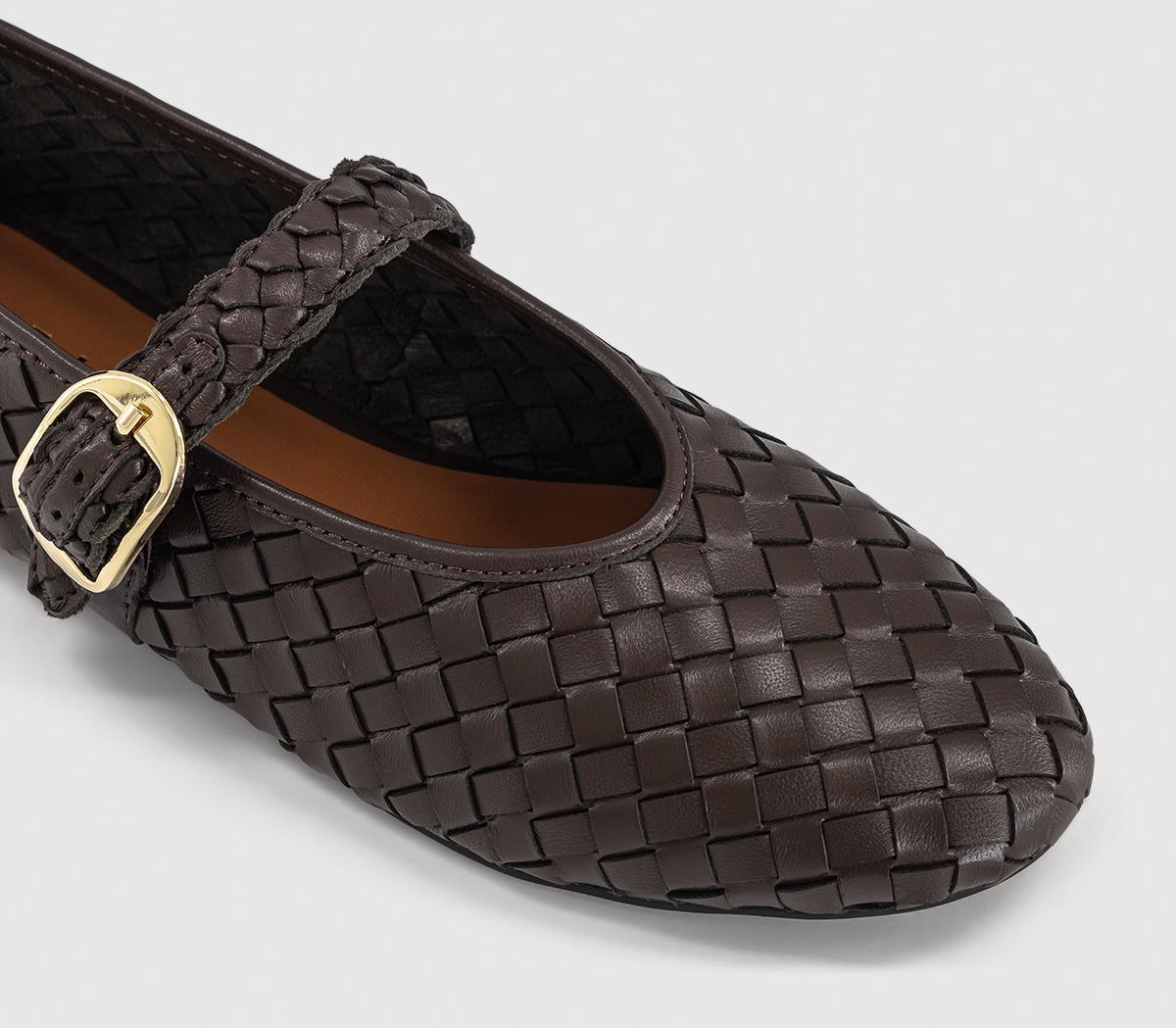 OFFICEFauna Leather Weave Mary JanesBrown Leather