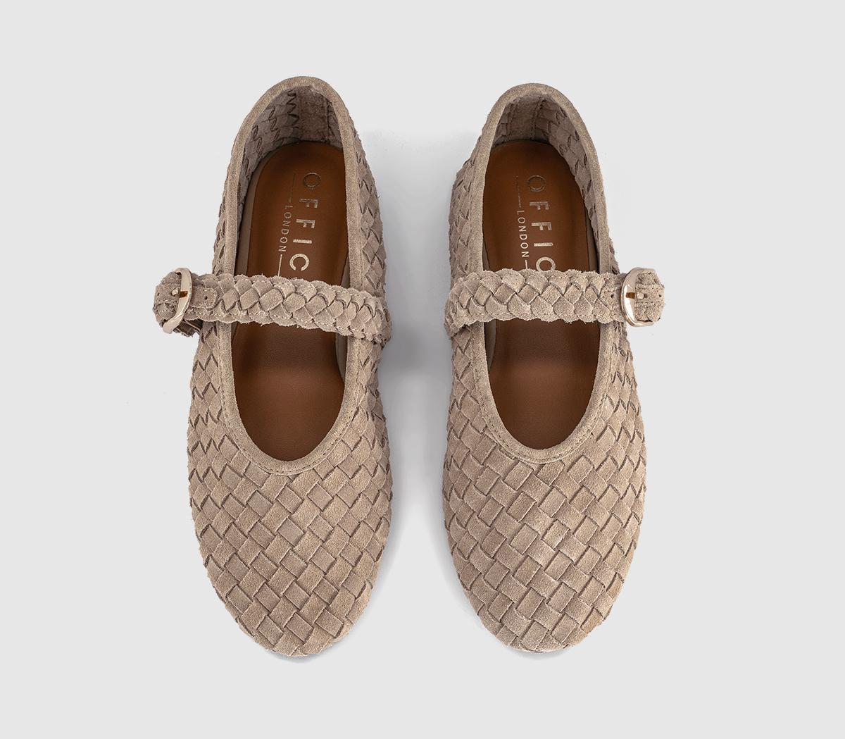 OFFICEFauna Leather Weave Mary JanesTaupe Suede