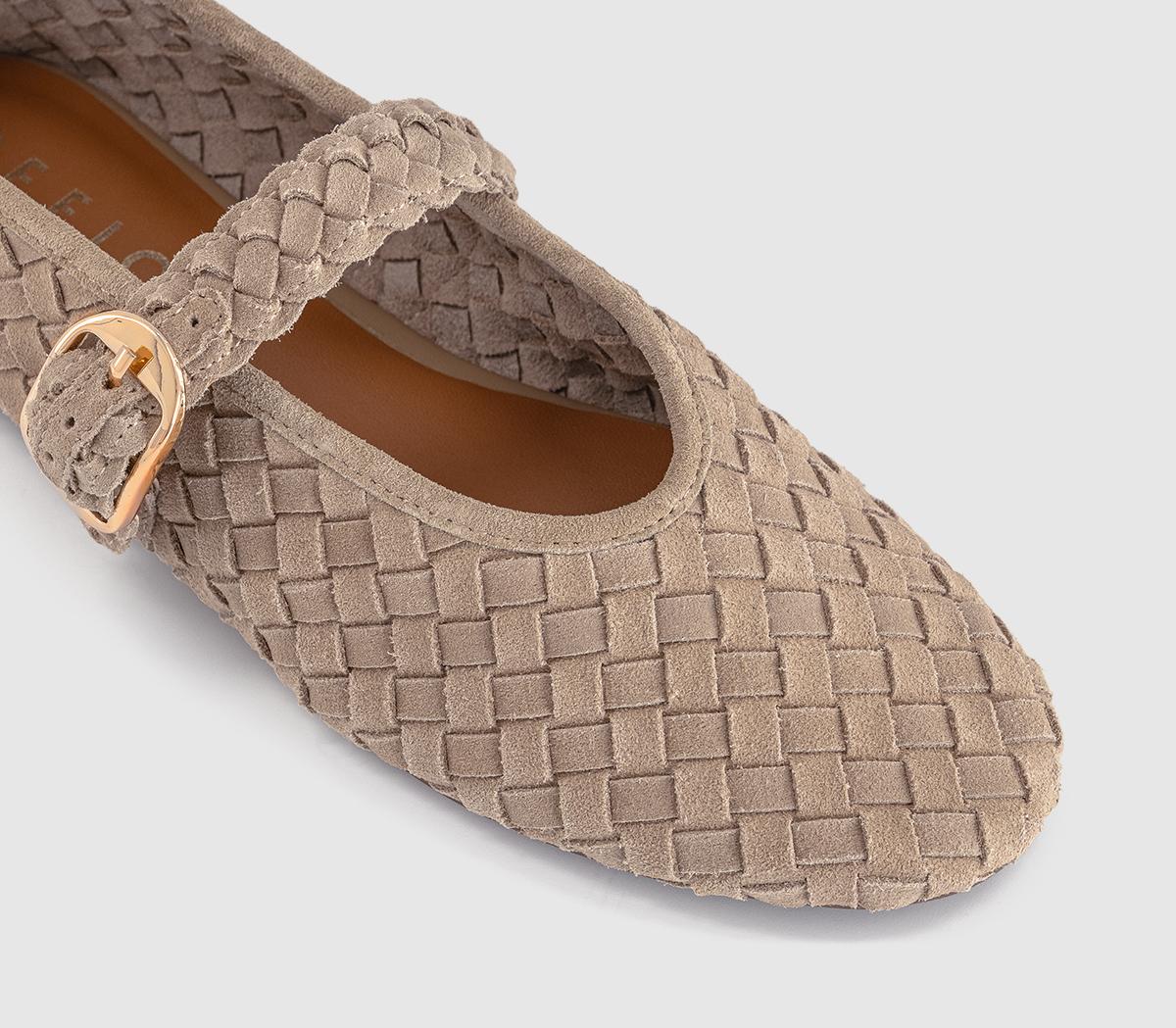 OFFICEFauna Leather Weave Mary JanesTaupe Suede