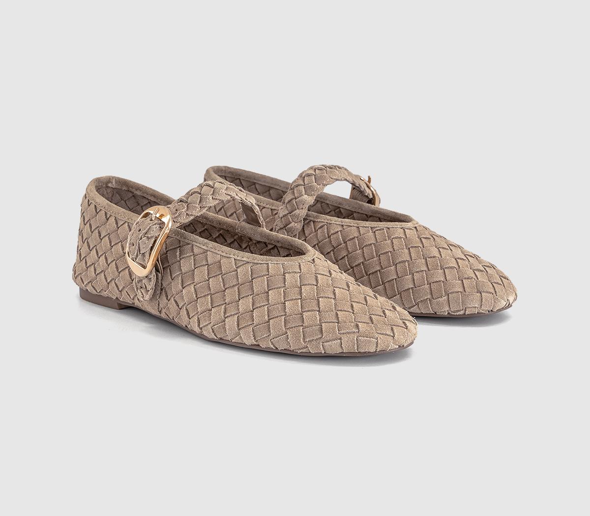 OFFICEFauna Leather Weave Mary JanesTaupe Suede